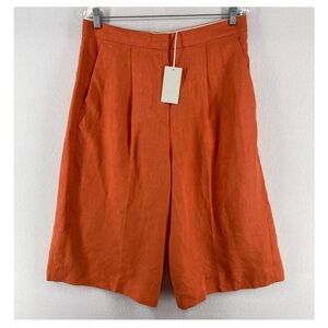 COS Culottes Shorts Womens 6 Linen Pleated High Waist Orange. Great condition.